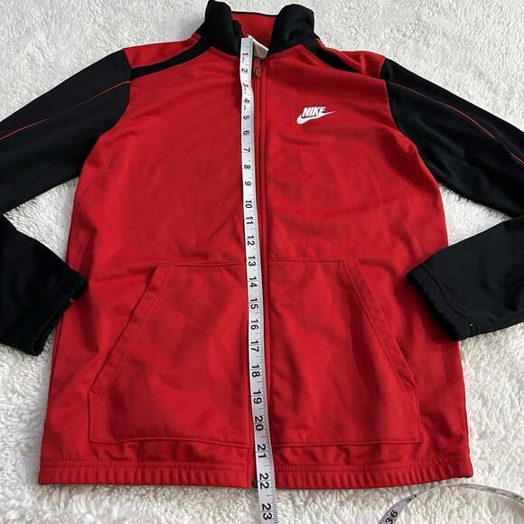 Nike Full Zip Red Black Large Logo Track Jacket Youth Sz L Sports Casual Wear - Picture 5 of 7